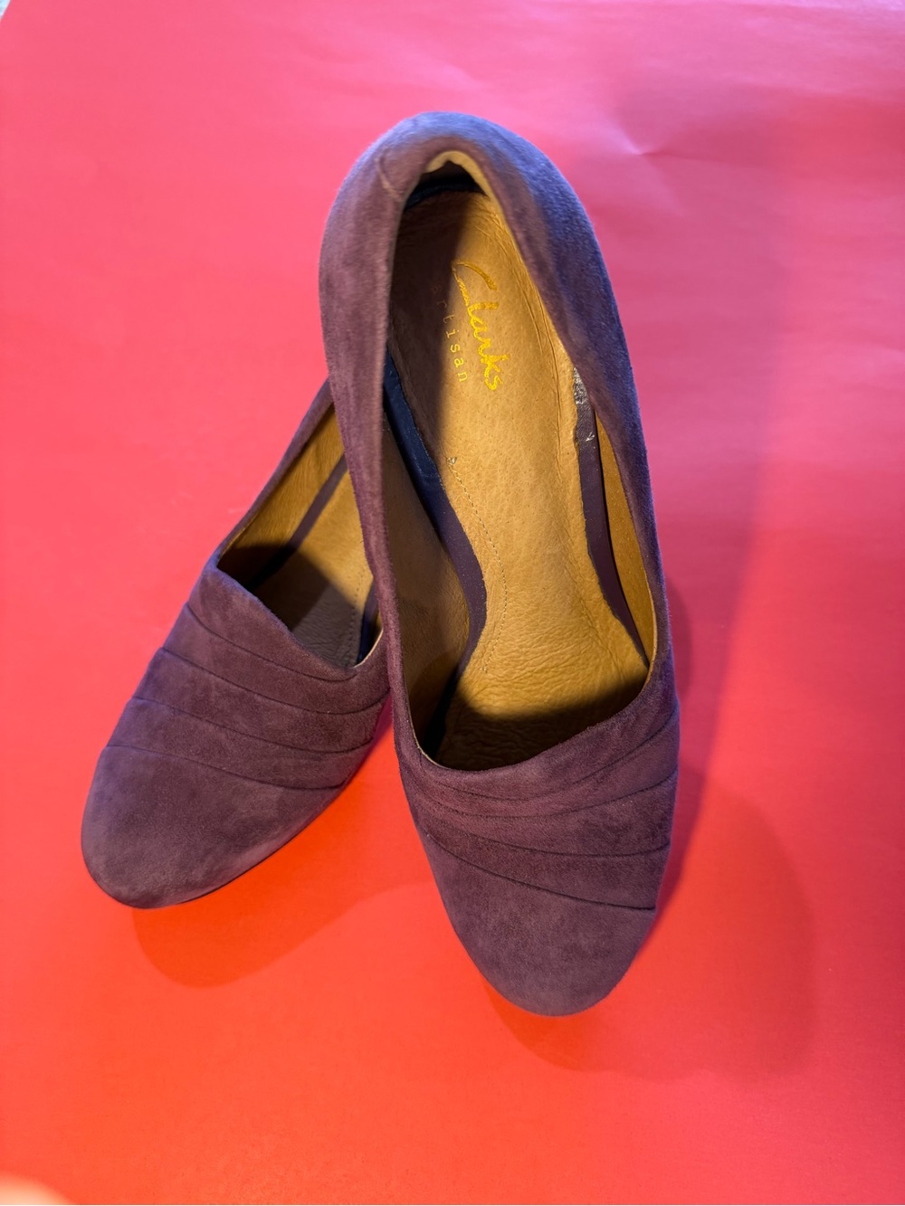 Clarks Purple Suede Rounded Toe